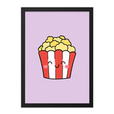 Cute Popcorn Wall Art, Happy Food Print, Kawaii Home Decor, Kid Room Art, Movie Night, Playroom Decor, Cartoon Popcorn Art - Tawshia